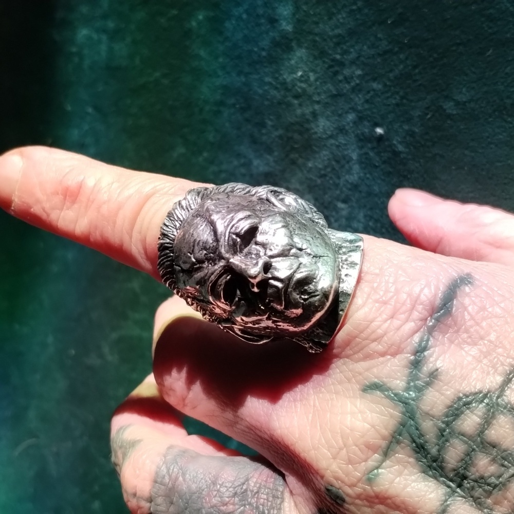 🖤Rebel 13 🖤 HALLOWEE🖤 SOLID  Sterling Silver biker Michael Meyers Ring Size 8 - Picture 6 of 11